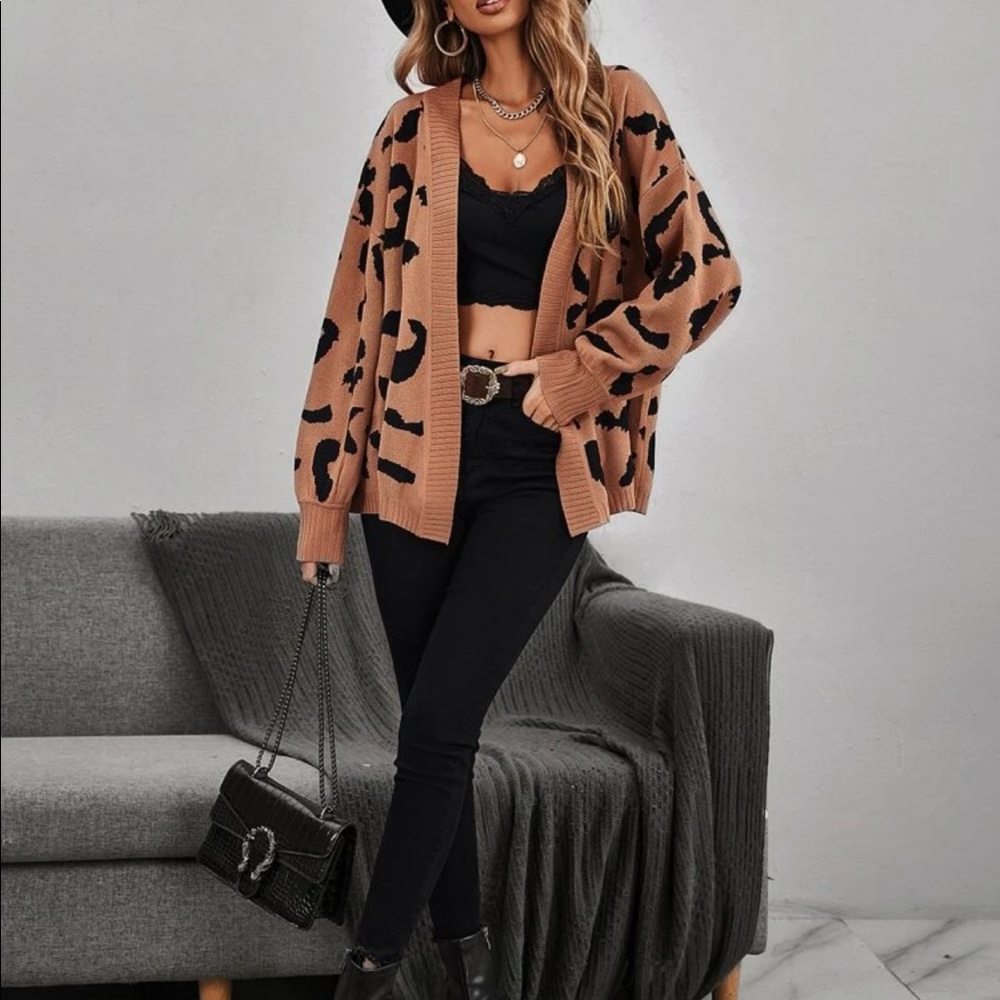 Boho leopard print open front cardigan - Picture 5 of 6